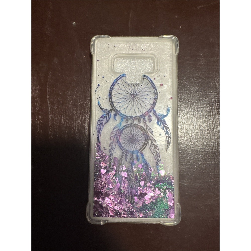 Samsung Galaxy Note 9 Case Dreamcatcher Liquid Glitter Purple Pink Clear Cover